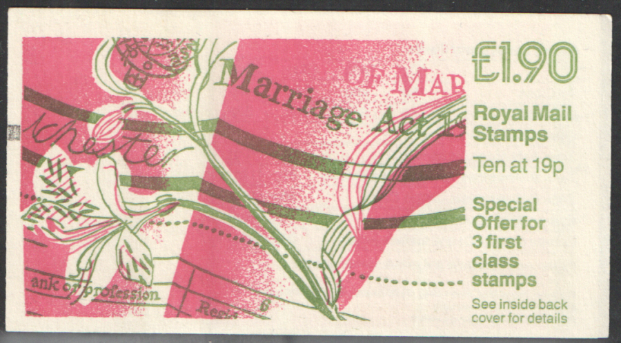 (image for) FV1B / DB8(40)A + BMB Cyl B3 £1.90 Marriage Act Right Margin Folded Booklet - Click Image to Close